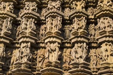 Fototapeta na wymiar DULADEO TEMPLE, Wall Carvings - Closeup, Southern Group, Khajuraho, Madhya Pradesh, UNESCO World Heritage Site
