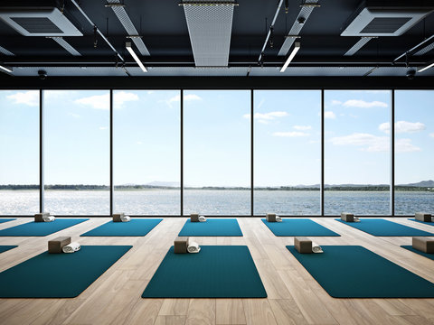 Yoga studio interior 3D render