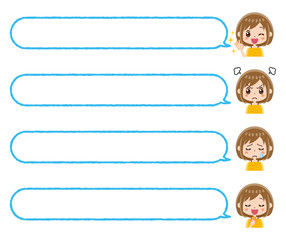 女性　吹き出し　セット