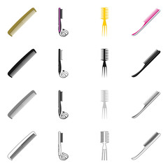 Vector illustration of brush and hair sign. Collection of brush and hairbrush vector icon for stock.
