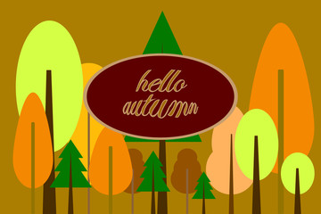 autumn-colored parks flat design style vector graphic illustration set