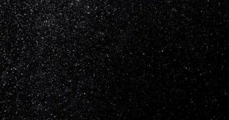 Natural white winter snowfall on a black background