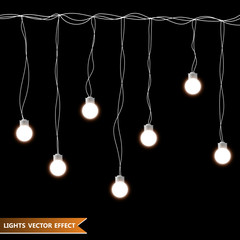 Fototapeta na wymiar Christmas lights isolated on transparent background. Vector illustration