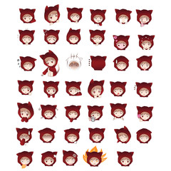 Cat hood cute cartoon charactor in actions