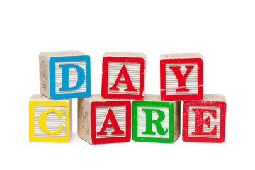 Wooden alphabet blocks isolated on white background