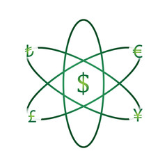 Atom icon and money icons. Vector illustration design.