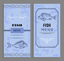 Seafood Menu with Linear Silhouettes of Fish
