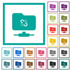 FTP connection lost flat color icons with quadrant frames