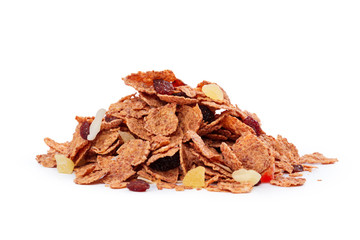 Corn flakes assortment isolated on white background