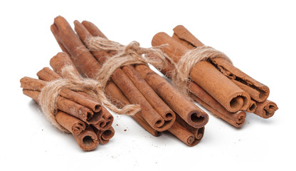 Cinnamon sticks isolated on white background