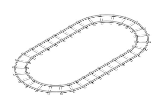 Railway track frame. Isolated on white background. Vector outline illustration.