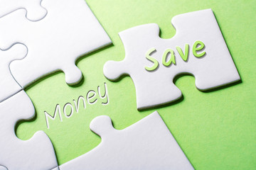 The Words Save And Money In Missing Piece Jigsaw Puzzle