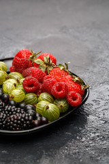 Image of blackberry, strawberry, raspberry, gooseberry, black currant