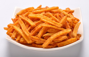Potato Fries,A most running and fast snack around the globe prepared with fresh potato and spices.  