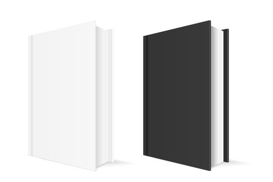 Books with white and black cover. Vertical position with blank covers