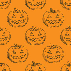 Seamless Orange Pattern. Pumpkins for Halloween