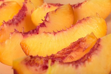 Ripe peach fruit slice