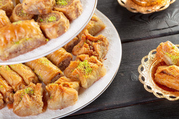 traditional dessert baklava,well known in middle east and delicious