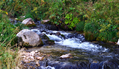 Photo of nature - spring water mountain river and the wonderful petrous creek on North Caucasus