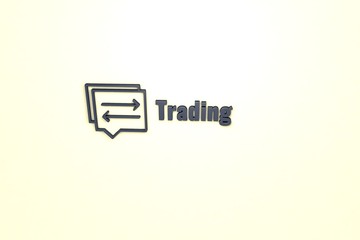 Illustration of Trading with blue text on yellow background