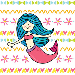 Cute cartoon mermaid illustration