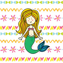 Cute cartoon mermaid illustration