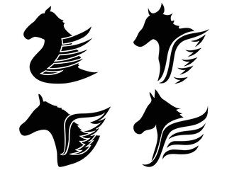 horse head wings icon symbol