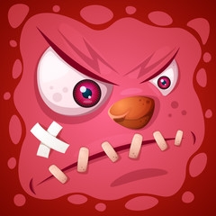 Funny, cute crazy monster character. Halloween illustration. Vector eps 10