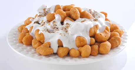 Dahi Bhallay, A yogurt base deleciuos street snack available with plain spicy, mix chat, papri, meethe & chana chaat 