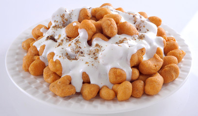 Dahi Bhallay, A yogurt base deleciuos street snack available with plain spicy, mix chat, papri, meethe & chana chaat 