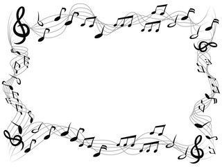 music notes square frame background