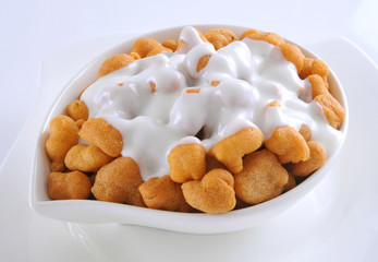 Dahi Bhallay, A yogurt base deleciuos street snack available with plain spicy, mix chat, papri, meethe & chana chaat 