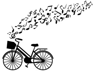music notes bicycle background vector
