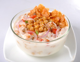 Dahi Bhallay, A yogurt base deleciuos street snack available with plain spicy, mix chat, papri, meethe & chana chaat 