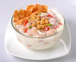 Dahi Bhallay, A yogurt base deleciuos street snack available with plain spicy, mix chat, papri, meethe & chana chaat 