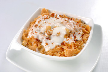 Dahi Bhallay, A yogurt base deleciuos street snack available with plain spicy, mix chat, papri, meethe & chana chaat 