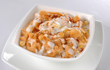 Dahi Bhallay, A yogurt base deleciuos street snack available with plain spicy, mix chat, papri, meethe & chana chaat 