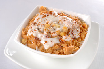 Dahi Bhallay, A yogurt base deleciuos street snack available with plain spicy, mix chat, papri, meethe & chana chaat 