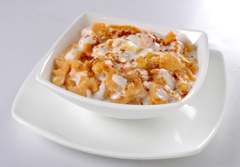 Dahi Bhallay, A yogurt base deleciuos street snack available with plain spicy, mix chat, papri, meethe & chana chaat 