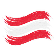 Grunge Brush Stroke With National Flag Of Austria Isolated On A White Background. Vector Illustration. Flag In Grungy Style. Use For Brochures, Printed Materials, Logos, Independence Day