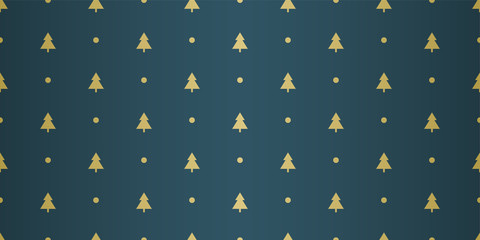Luxury Golden Christmas Pattern with Trees
