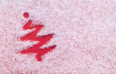 christmas tree holiday card on snow background