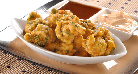 Pakora, a full nutrition spicy food with stuffed onion, chilli &  gram flour
