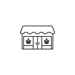 Dispensary Store Building vector black line art symbols on white background for commercial business medical marijuana cannabis health services website