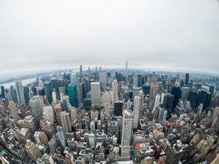 Aerial view of Manhattan skyscraper from Empire state building observation deck