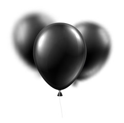 Black balloons isolated on white background. Festive decor.
