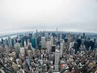 Aerial view of Manhattan skyscraper from Empire state building observation deck