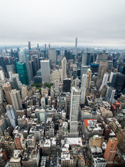 Fototapeta na wymiar Aerial view of Manhattan skyscraper from Empire state building observation deck