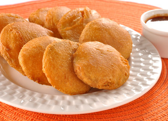 Potato Pakora with chutney, a traditional light tea time snack