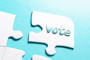 The Word Vote In Missing Piece Jigsaw Puzzle